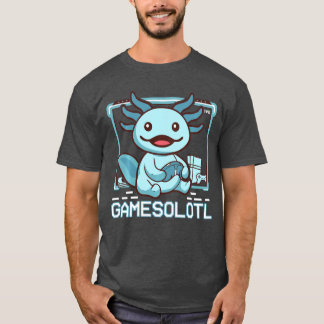 Boy Gamesolotl Axolotl Video Gamer Funny Gaming Ki T-Shirt