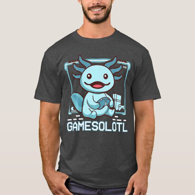 Boy Gamesolotl Axolotl Video Gamer Funny Gaming Ki T-Shirt (Front)