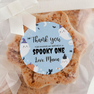 Boy Ghost Birthday Party Classic Round Sticker