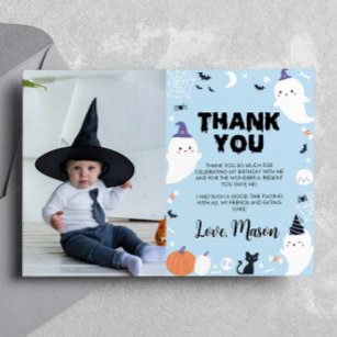 Boy Ghost Birthday Party Photo Thank You Card