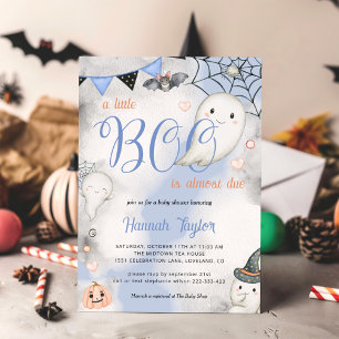 Boy Ghost Little Boo Is Due Halloween Baby Shower  Invitation