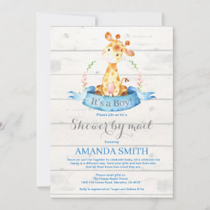 Boy Giraffe Baby Shower by Mail Invitation