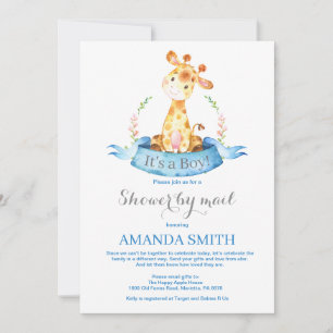 Boy Giraffe Baby Shower by Mail Invitation