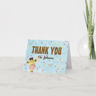 Boy Giraffe Blue Baby Shower Thank You Card
