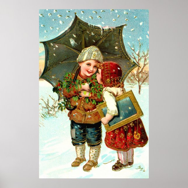 Boy, girl and umbrella poster (Front)