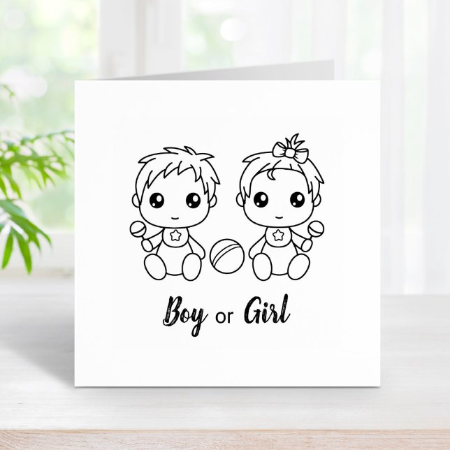 Boy Girl Baby Shower Gender Reveal Rubber Stamp (Creator Uploaded)