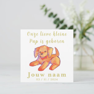 Boy, girl birth card, golden retriever,