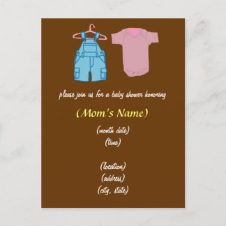 Boy & Girl Clothes-Gender Neutral Baby Shower Invitation Postcard