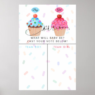 Boy Girl Cupcake Gender Reveal Prediction Sign