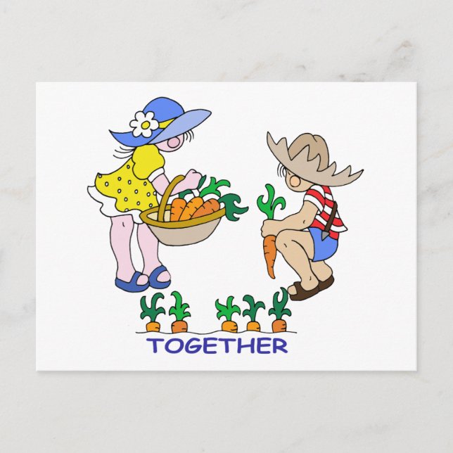 Boy & Girl Gardener Postcard (Front)