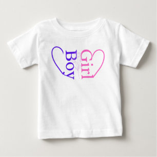 Boy Girl Heart Baby   Twin Gender Reveal T-Shirt