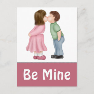 Boy & Girl Kissing Be Mine Valentine Postcards