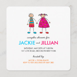 Boy + Girl = Love Couples Shower Custom Invitation