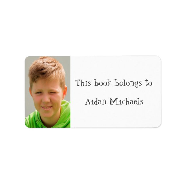 Boy girl photo school bookplate name label (Front)