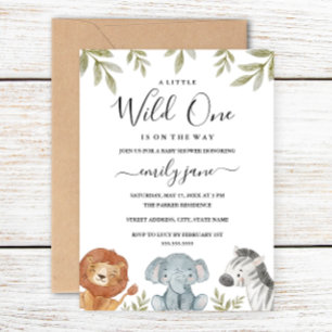 Boy Girl Safari Cute Animals Baby Shower Invitation
