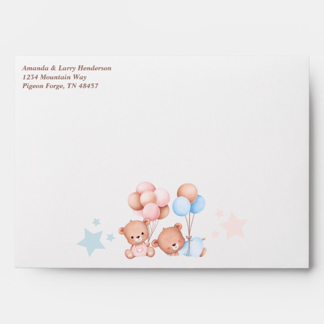 Boy Girl Teddy Bear Personalised  Envelope (Front)