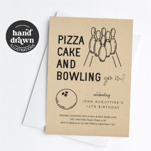 Boy Girl Teen Kids Bowling Party Invitation