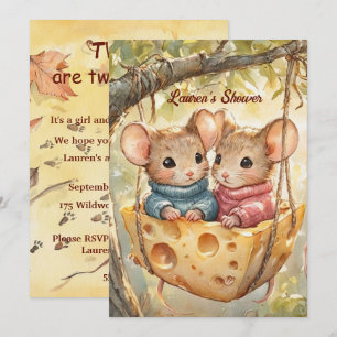 Boy Girl Twin Baby Digital Download Invitation
