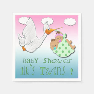Boy & Girl Twins 2 - Stork Baby Shower Paper Napki Napkin