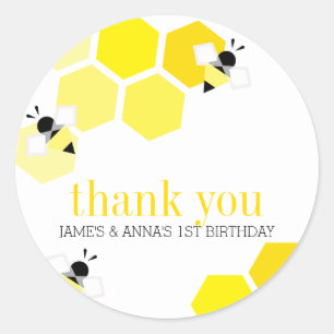 boy girl twins ANY AGE bee BIRTHDAY PARTY favour Classic Round Sticker