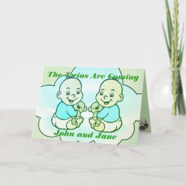 Boy & Girl Twins Are Coming Baby Shower Card