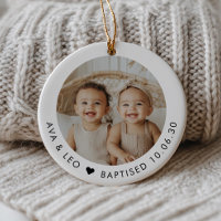 Boy Girl Twins Baptism Photo Keepsake
