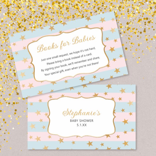 Boy Girl Twins Gold Stars book request card (Creator Uploaded)