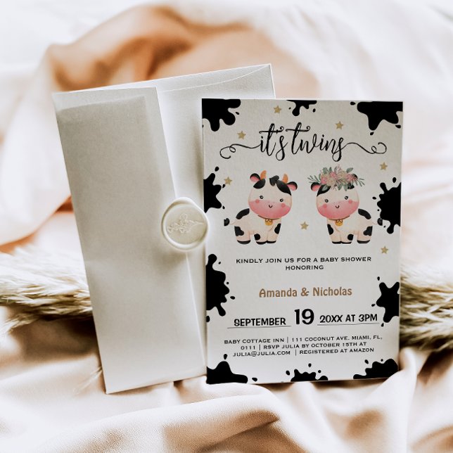 Boy Girl Twins Holy Cow Themed Baby Shower  Invitation (Creator Uploaded)