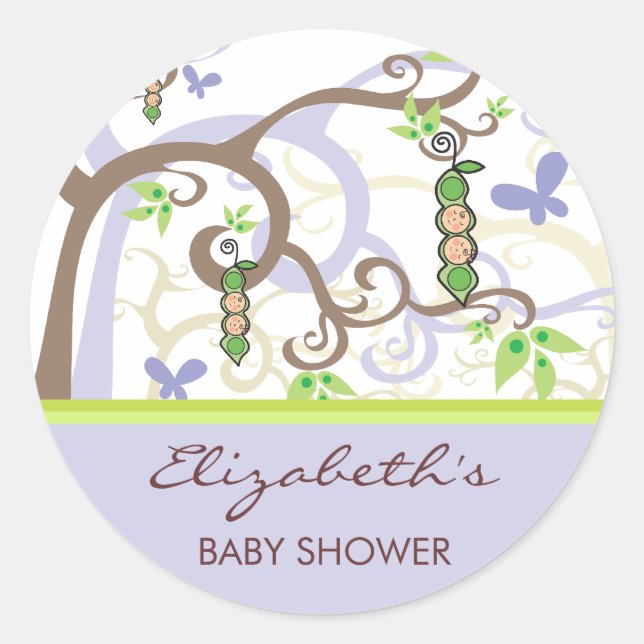 Boy Girl Twins Peas In A Pod Baby Shower Sticker (Front)