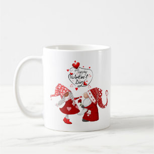 Boy & girl Valentines gnome Happy Valentines text Coffee Mug