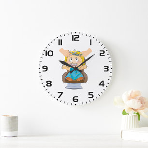 Boy Going To School Large Clock