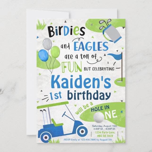 Boy Golf 1st Birthday Invitation (Front)