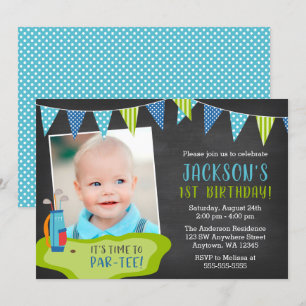 Boy Golf Birthday Party Photo Invitations