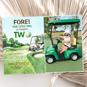 Boy Golf Par-tee 2nd Birthday Photo Invitation