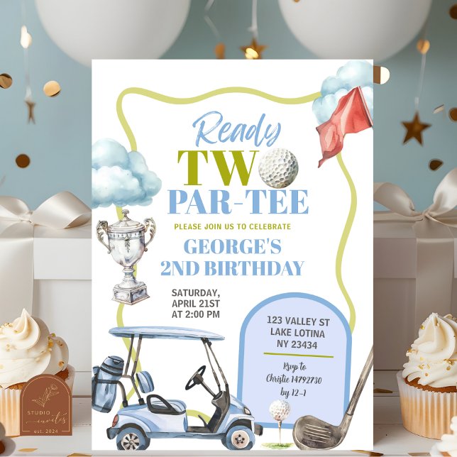 Boy Golf Ready Two Par-Tee 2nd Birthday  Invitation (Creator Uploaded)