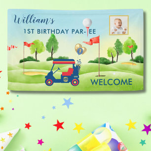 Boy Golf Theme 1st Birthday Party Photo Banner