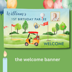 Boy Golf Theme 1st Birthday Party Photo Banner