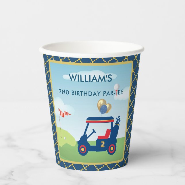 Boy Golf Theme 2nd Birthday Party  Paper Cups (Front)