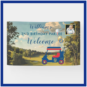 Boy Golf Theme 2nd Birthday Party Photo Banner