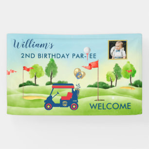 Boy Golf Theme 2nd Birthday Photo Party Banner