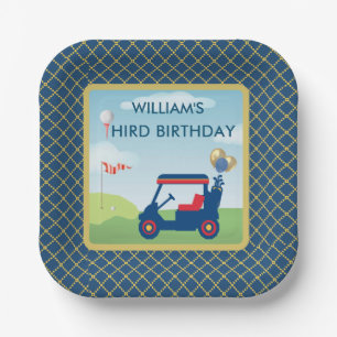 Boy Golf Theme 3rd Birthday Party Paper Plate