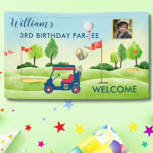 Boy Golf Theme 3rd Birthday Photo Party   Banner