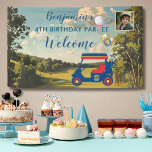 Boy Golf Theme 4th Birthday Party  Banner
