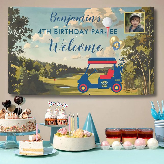 Boy Golf Theme 4th Birthday Party  Banner (Creator Uploaded)