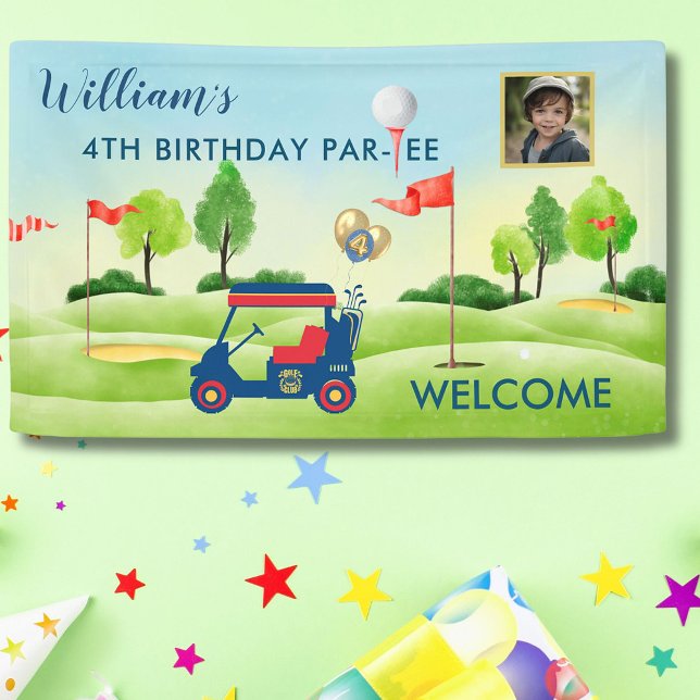 Boy Golf Theme 4th Birthday Party  Banner (Creator Uploaded)