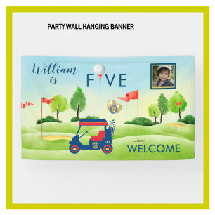 Boy Golf Theme 5th Birthday Party Banner