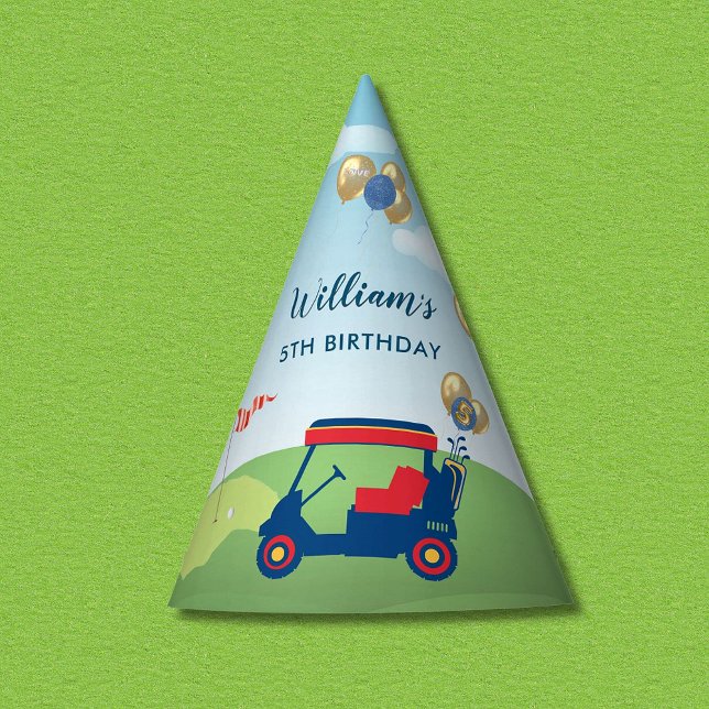 Boy Golf Theme 5th Birthday Party  Party Hat (Creator Uploaded)