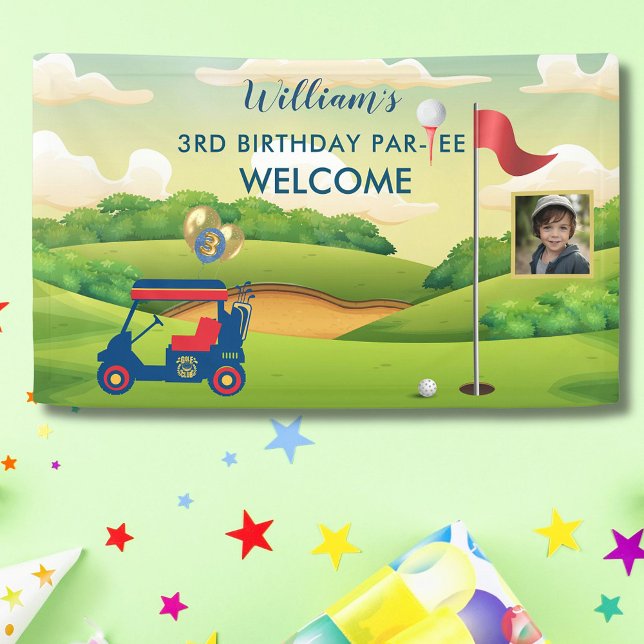 Boy Golf Theme Photo 3rd Birthday Party  Banner (Creator Uploaded)