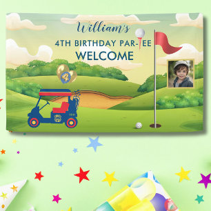 Boy Golf Theme Photo 4th Birthday Party Banner