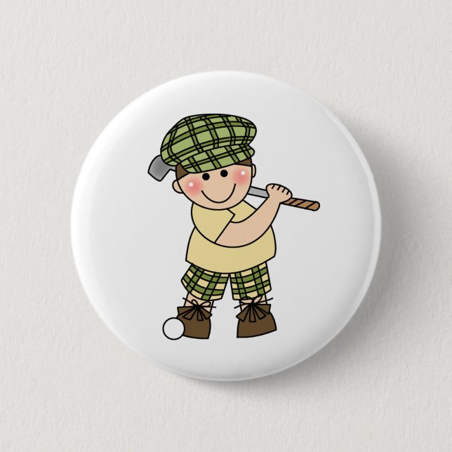 Boy Golfer 6 Cm Round Badge (Front)